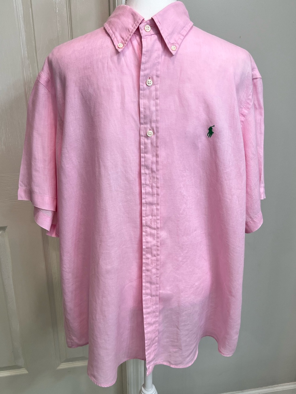 Ralph Lauren Men’s XL Pink Linen Short Sleeve Button Down Shirt